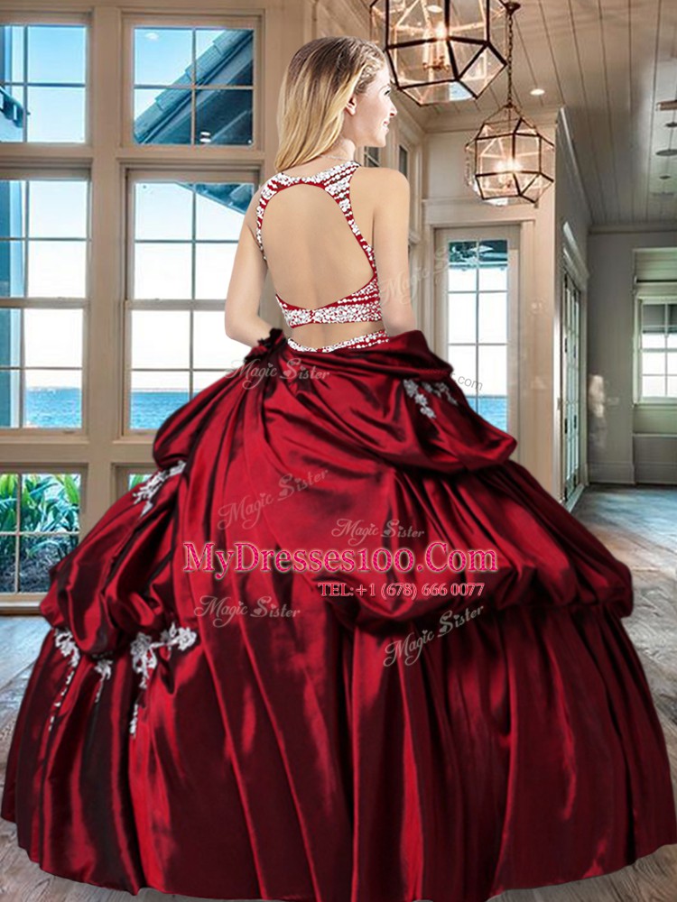 Best Scoop Royal Blue Sleeveless Floor Length Beading and Appliques and Pick Ups Backless Quinceanera Dress