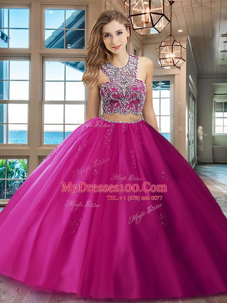 Red Sweet 16 Dress Military Ball and Sweet 16 and Quinceanera and For with Beading and Appliques Scoop Sleeveless Brush Train Criss Cross