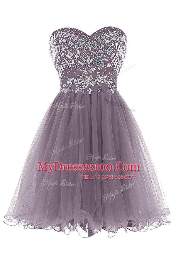 Beading Juniors Evening Dress Royal Blue Zipper Sleeveless Mini Length