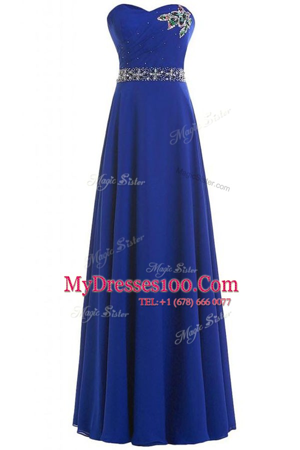 Royal Blue Sweetheart Neckline Beading Prom Evening Gown Sleeveless Lace Up