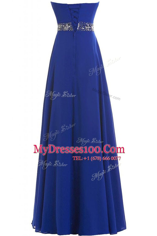 Royal Blue Sweetheart Neckline Beading Prom Evening Gown Sleeveless Lace Up