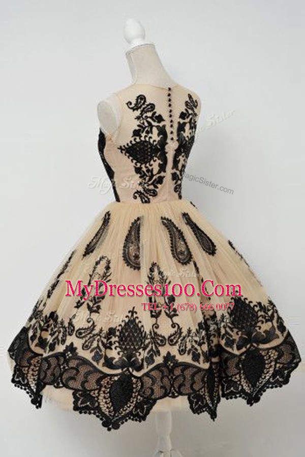 Clearance Scoop Knee Length Ball Gowns Sleeveless Champagne Cocktail Dresses Zipper