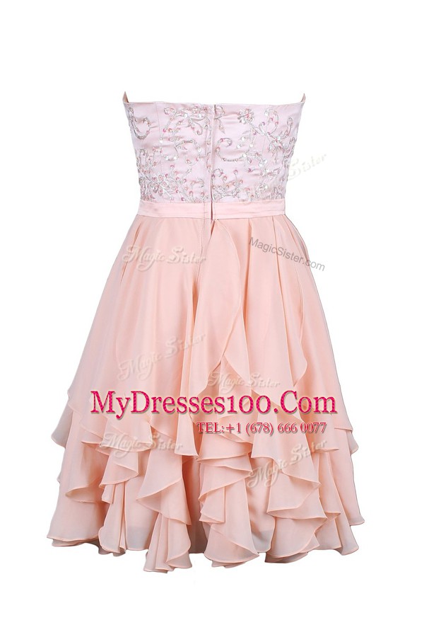 Edgy Black A-line Beading and Appliques Prom Dress Zipper Chiffon Sleeveless Knee Length
