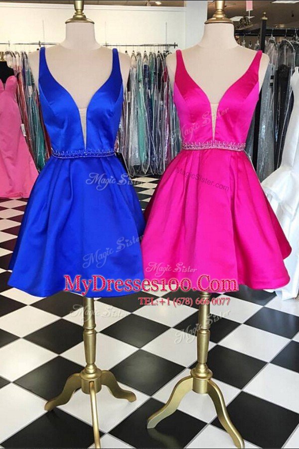 Fantastic Knee Length A-line Sleeveless Royal Blue Zipper
