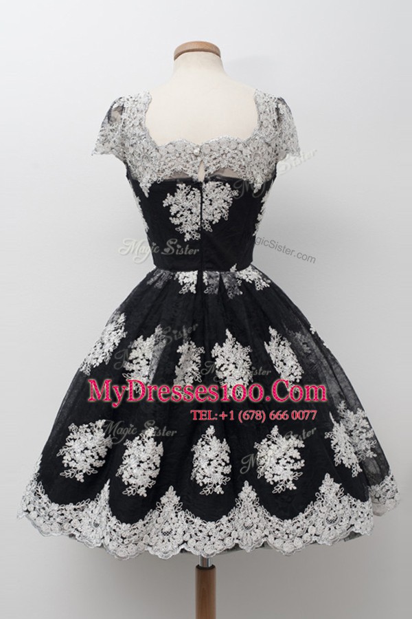 Great Scoop Cap Sleeves Tulle Going Out Dresses Lace Lace Up