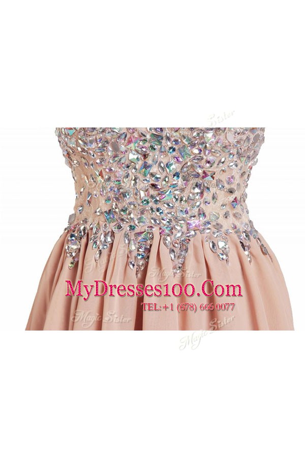 Knee Length Column/Sheath Sleeveless Peach Evening Party Dresses Side Zipper