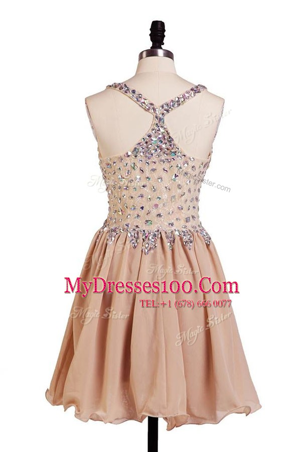 Knee Length Column/Sheath Sleeveless Peach Evening Party Dresses Side Zipper