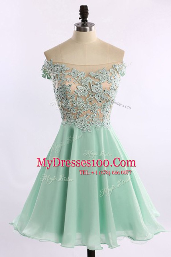 Off the Shoulder Cap Sleeves Zipper Mini Length Beading and Appliques Casual Dresses
