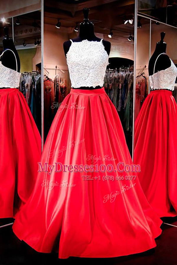 Dramatic Square Sleeveless Elastic Woven Satin Lace and Ruching Backless