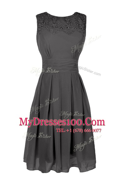 Comfortable Tea Length Zipper Evening Dress Apple Green for Prom and Party with Belt