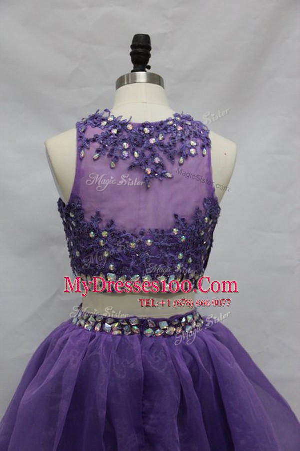 Excellent Scoop Sleeveless Beading and Appliques Side Zipper Cocktail Dress