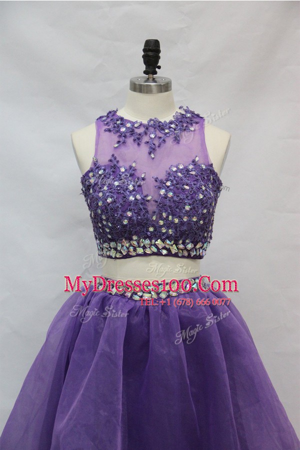Excellent Scoop Sleeveless Beading and Appliques Side Zipper Cocktail Dress
