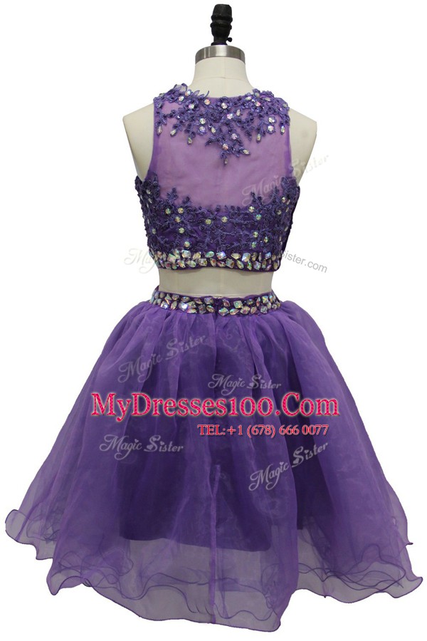 Excellent Scoop Sleeveless Beading and Appliques Side Zipper Cocktail Dress