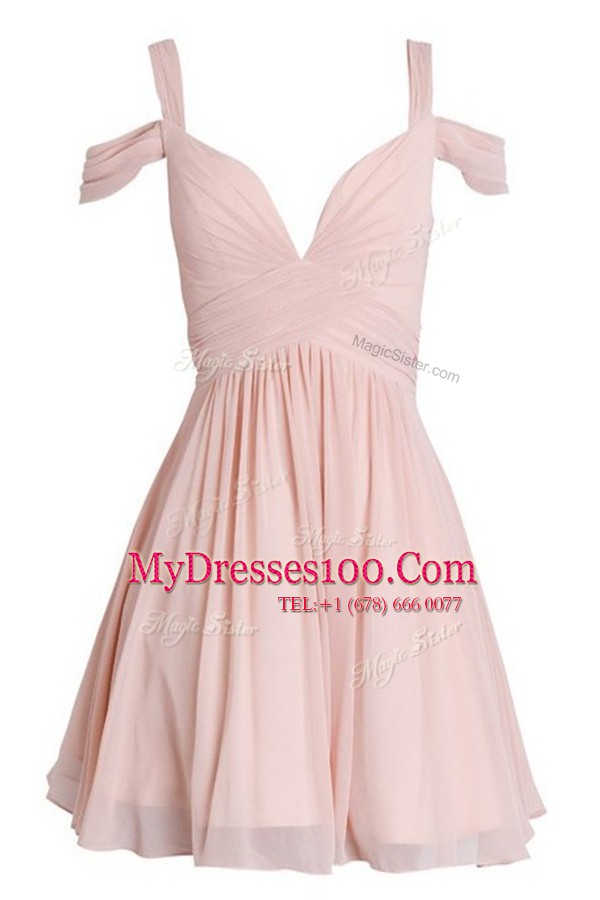 Fine Sleeveless Backless Knee Length Ruching Juniors Party Dress