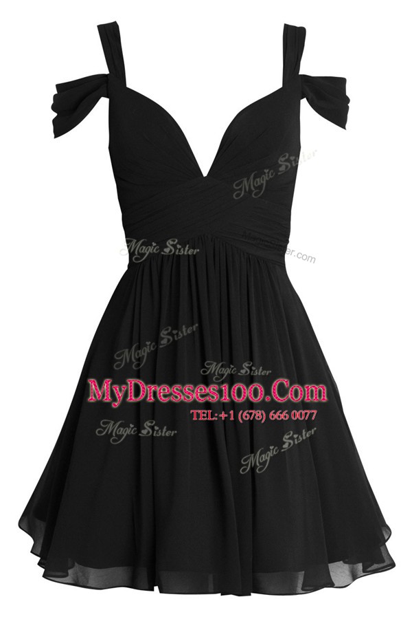 Fine Sleeveless Backless Knee Length Ruching Juniors Party Dress