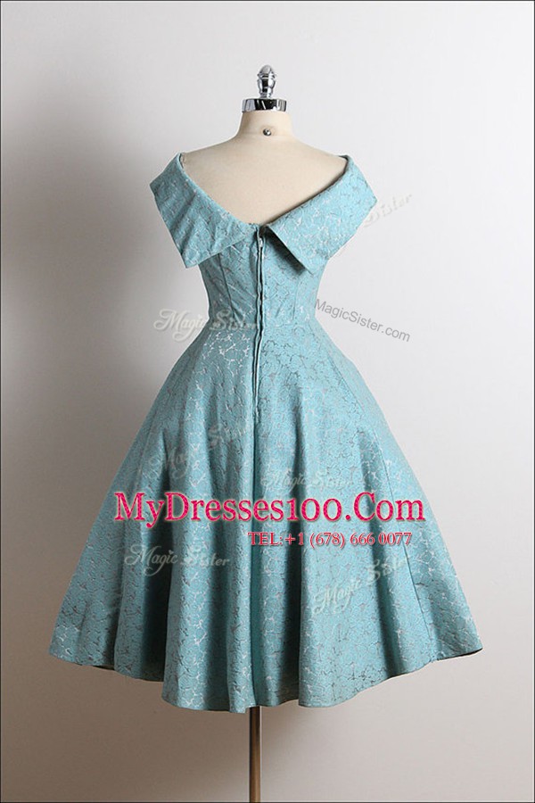 Fashion Scoop Lace Sleeveless Knee Length Going Out Dresses and Ruching