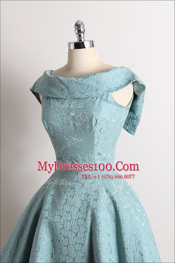 Fashion Scoop Lace Sleeveless Knee Length Going Out Dresses and Ruching