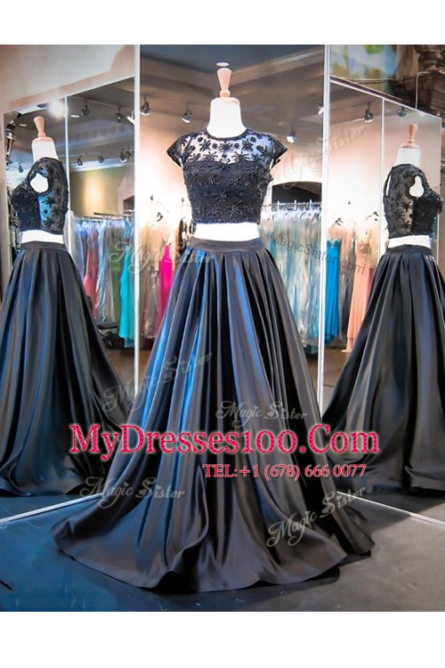 Sexy Scoop Taffeta Sleeveless With Train Dress for Prom Brush Train and Lace and Ruching