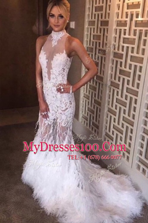 Empire Sleeveless White Homecoming Dress Court Train Backless