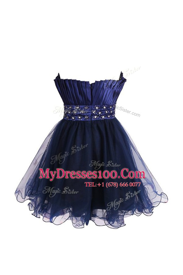Super Sleeveless Zipper Knee Length Beading and Sashes ribbons Prom Dresses