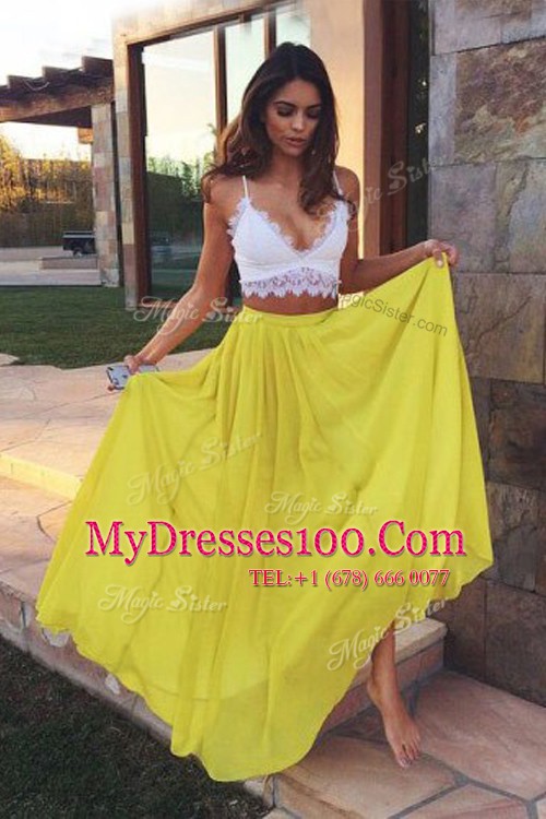 Exceptional Chiffon Sleeveless Floor Length Prom Party Dress and Ruching