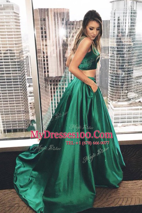 Edgy Zipper Prom Party Dress Green for Prom and Party with Ruching Sweep Train
