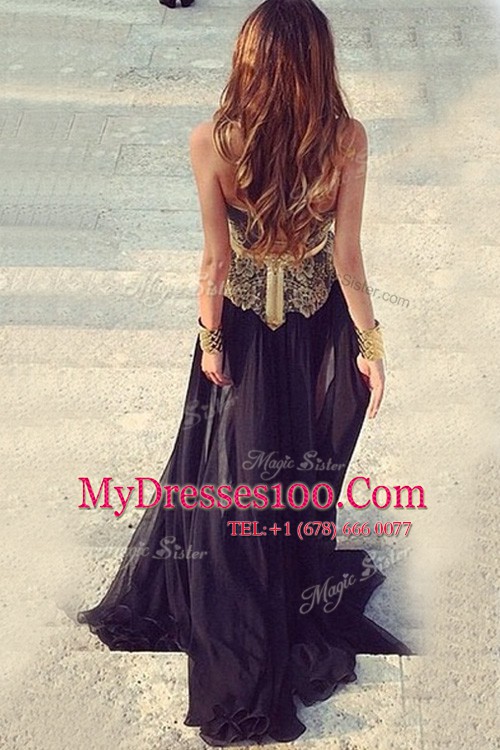 Sleeveless Backless Floor Length Lace and Appliques Dress for Prom
