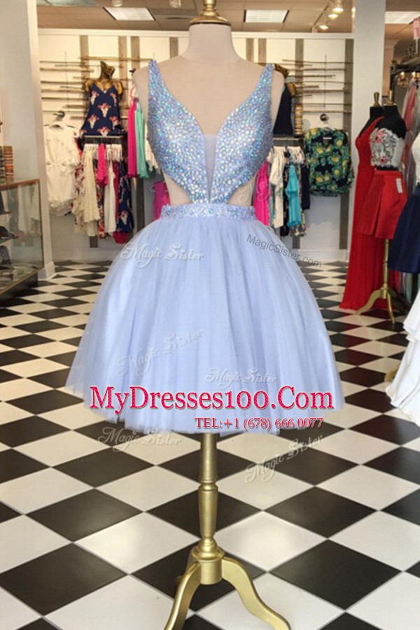 Dramatic Lavender Sweetheart Zipper Beading Dress for Prom Sleeveless
