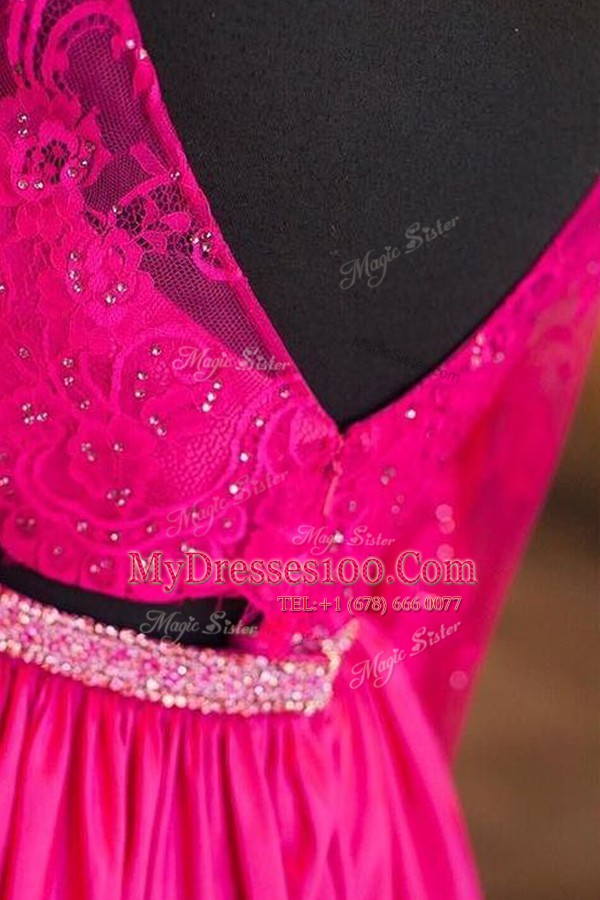 Teal Long Sleeves Beading and Lace Mini Length
