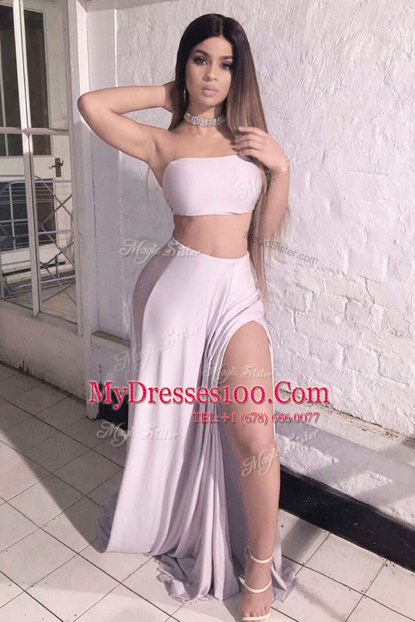 Pink Strapless Neckline Ruching Sleeveless Zipper