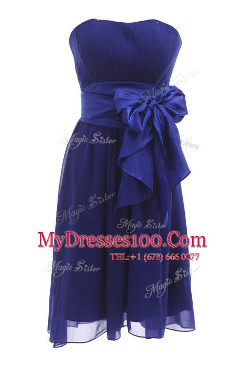 Black Zipper Prom Gown Sashes ribbons and Ruching Sleeveless Knee Length