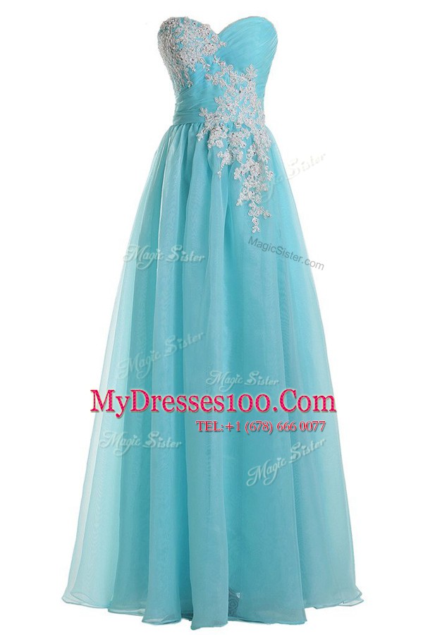 A-line Prom Dress Blue Sweetheart Tulle Sleeveless Floor Length Zipper