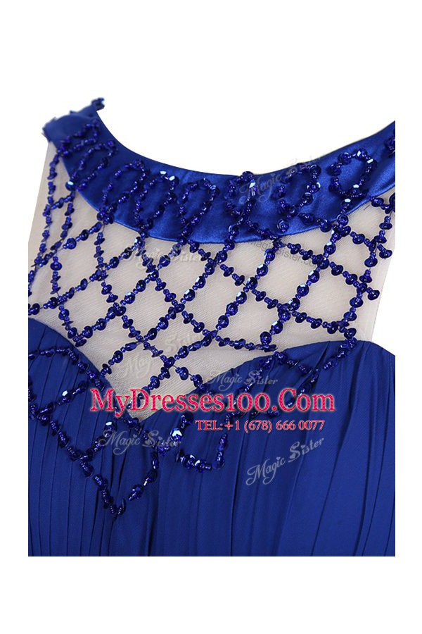 Stylish Watermelon Red Scoop Neckline Beading Prom Gown Sleeveless Zipper