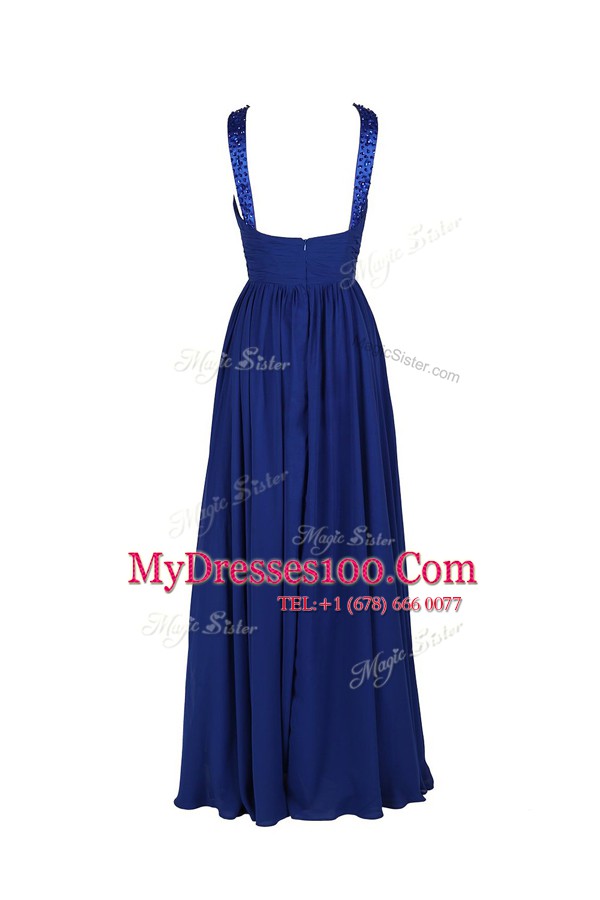 Stylish Watermelon Red Scoop Neckline Beading Prom Gown Sleeveless Zipper