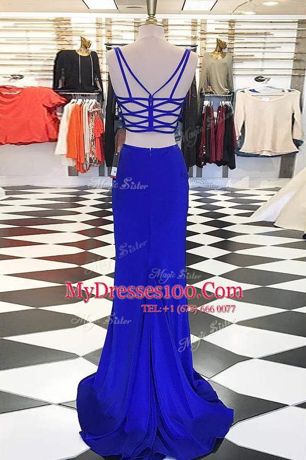 Great Scoop Sleeveless Sweep Train Ruching Zipper Homecoming Dress