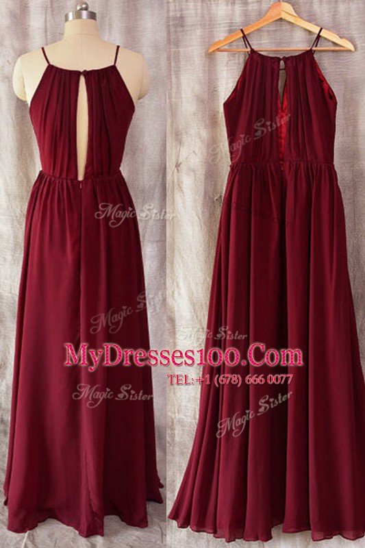 Enchanting Burgundy Sleeveless Chiffon Zipper for Prom