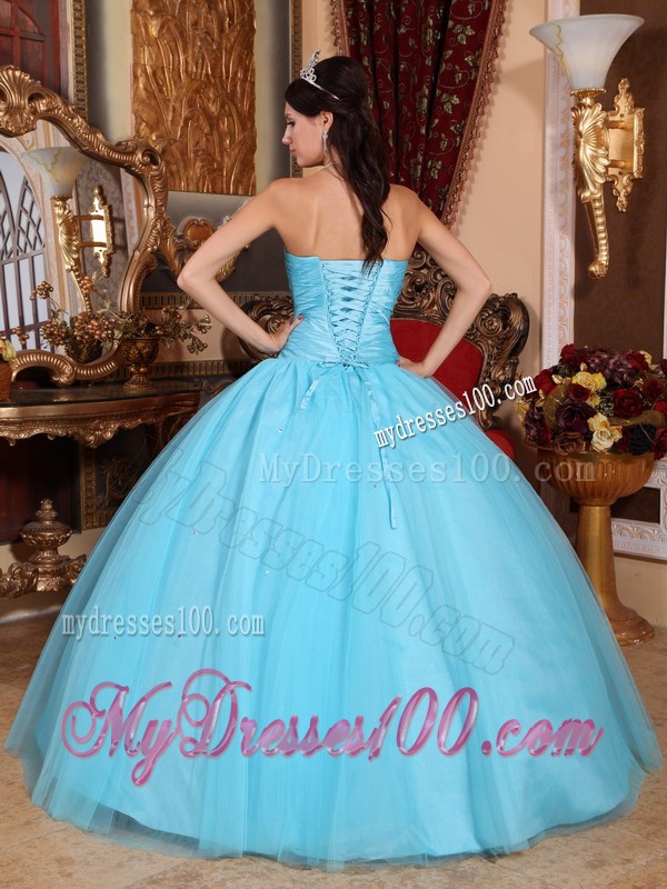 Baby Blue Ball Gown Sweetheart Quinceanera Dress with Beading