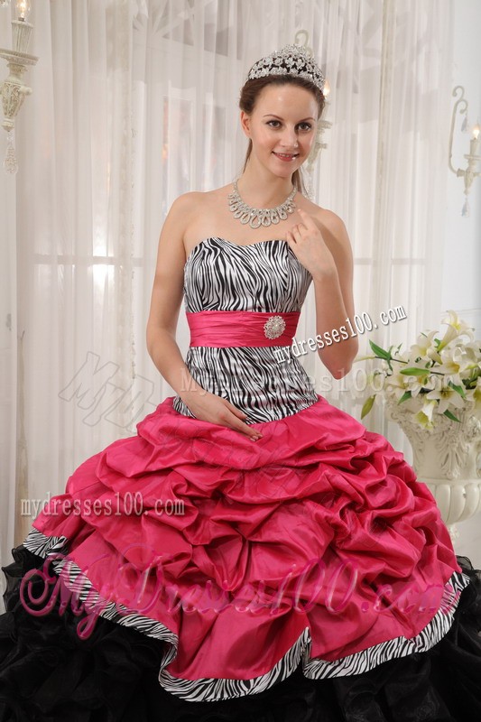 Brand New Red and Black Sweetheart Sweet 16 Dress with Zebra