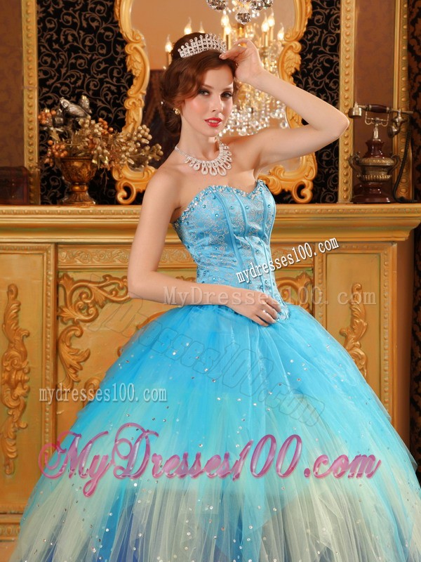 Luxurious Colorful Sweetheart Beading Satin and Tulle Quinceanera Dress