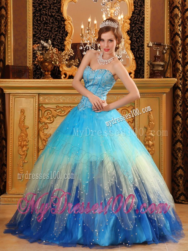 Luxurious Colorful Sweetheart Beading Satin and Tulle Quinceanera Dress
