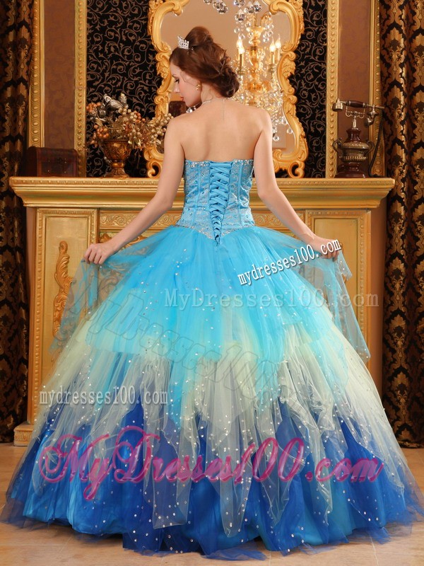 Luxurious Colorful Sweetheart Beading Satin and Tulle Quinceanera Dress