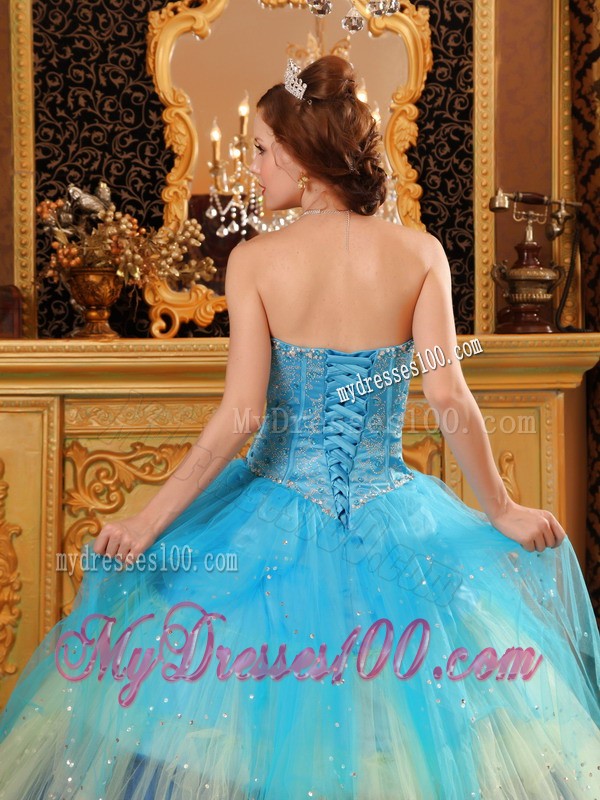 Luxurious Colorful Sweetheart Beading Satin and Tulle Quinceanera Dress