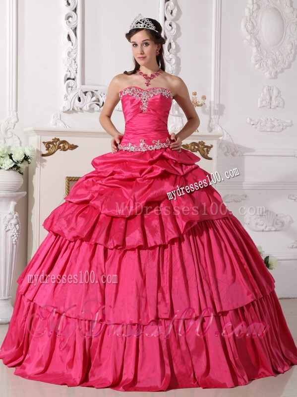 Hot Pink Detachable Quinceanera Dress with Beading and Ruffles