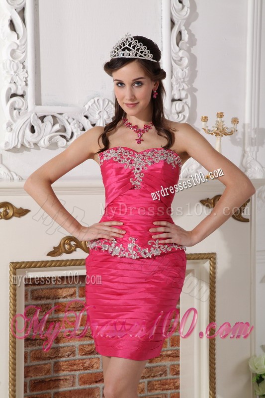 Hot Pink Detachable Quinceanera Dress with Beading and Ruffles