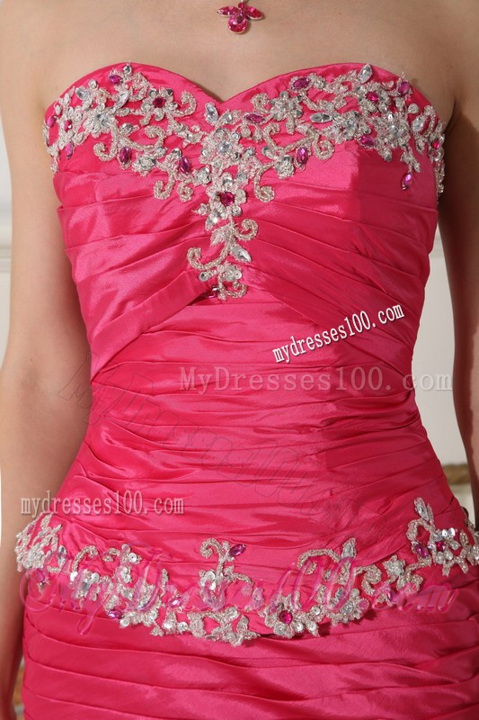 Hot Pink Detachable Quinceanera Dress with Beading and Ruffles