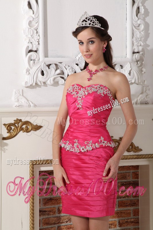 Hot Pink Detachable Quinceanera Dress with Beading and Ruffles