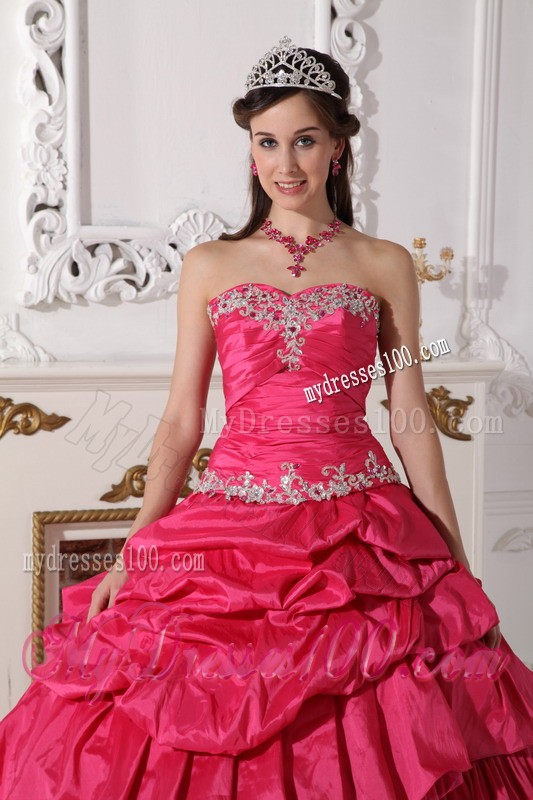Hot Pink Detachable Quinceanera Dress with Beading and Ruffles