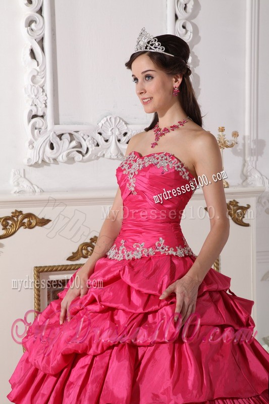 Hot Pink Detachable Quinceanera Dress with Beading and Ruffles