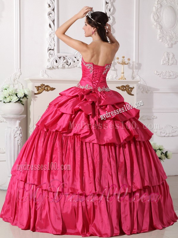 Hot Pink Detachable Quinceanera Dress with Beading and Ruffles