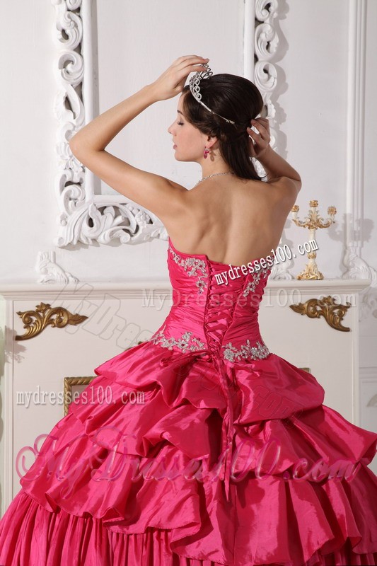 Hot Pink Detachable Quinceanera Dress with Beading and Ruffles